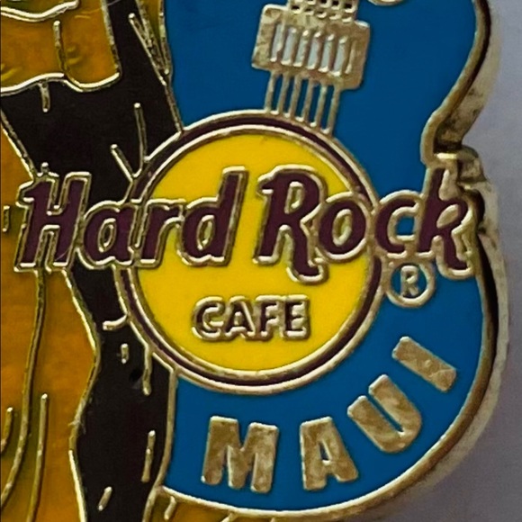 Rare Discontinued Lahaina Maui Hard Rock Cafe King Kamehameha Pin and Guitar Pin - Picture 3 of 6